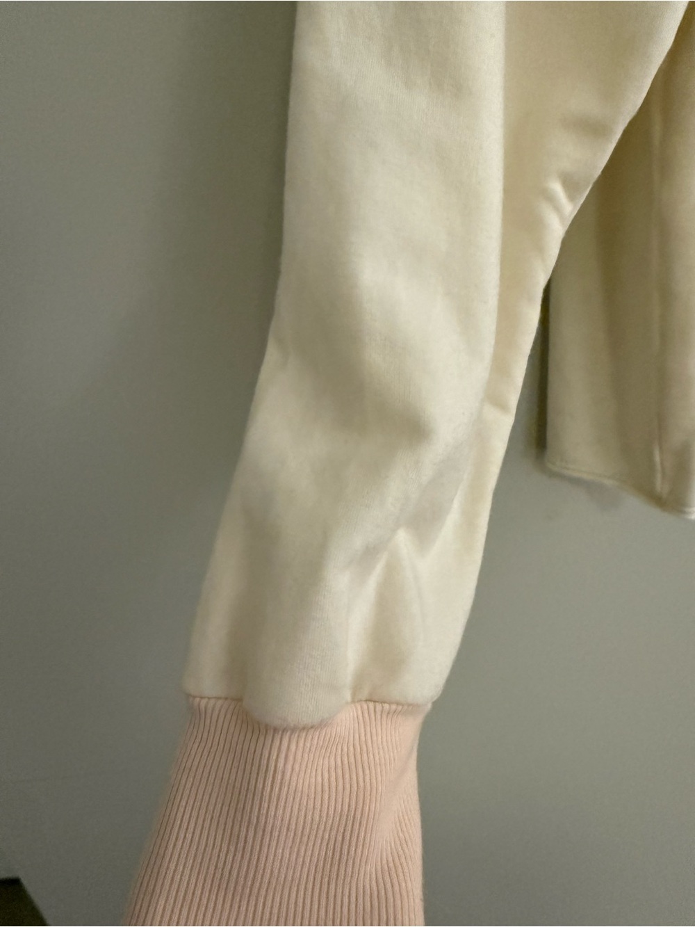Hardtail Cream Crewneck Sweatshirt with Pale Pink Rib Trim - Picture 4 of 5